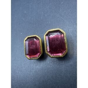 Vintage Joan Rivers Signed Gold Tone & Rose Pink Cabochon Clip On Earrings